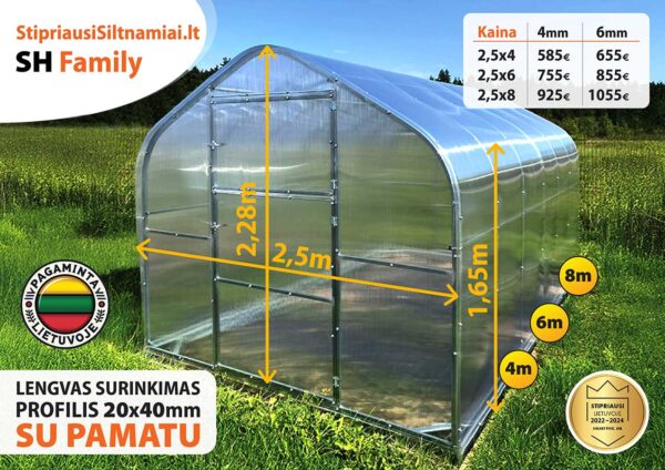 Šiltnamis SH FAMILY (20×40 Plotis 2,5 m.) - Image 2