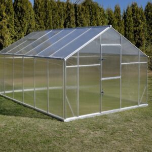 Aliuminis SANUS šiltnamis (Plotis 2,2 m.) su polikarbonato danga